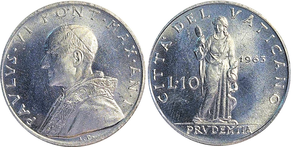 1963 Vatican 10 Lire